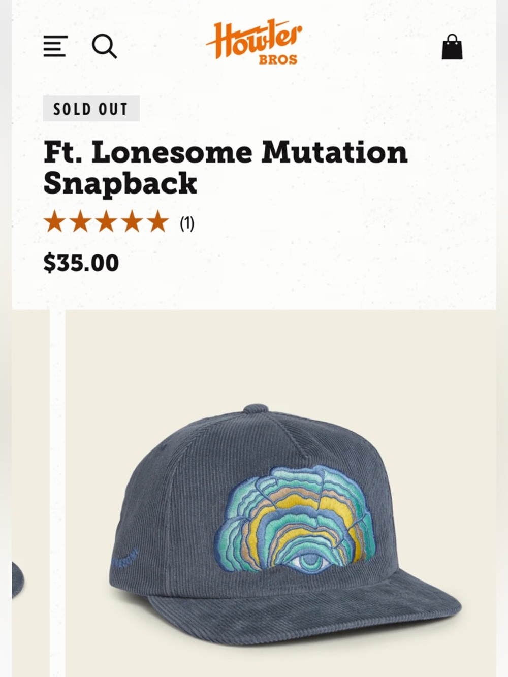 Howler Bros Fort Lonesome Mutation Corduroy Snapback Cap
